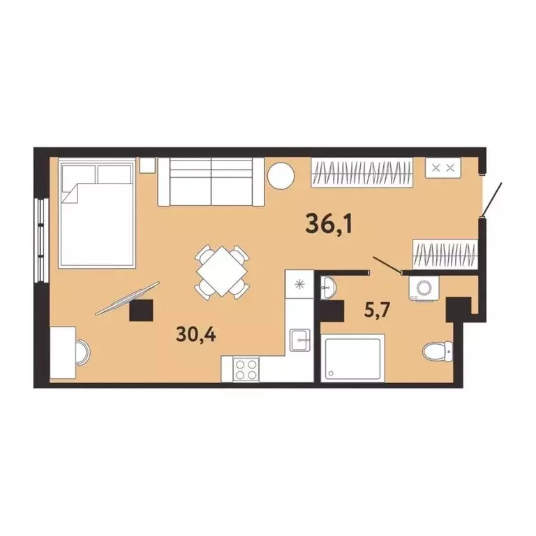 Квартира-студия: Ялта, Киевская улица, 44 (36 м) - Фото 1