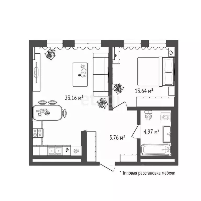 1-к кв. Тюменская область, Тюмень ул. Николая Машарова, 2 (48.9 м) - Фото 2