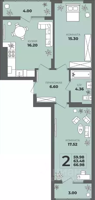 2-к кв. Калининградская область, Калининград ул. Генерала Толстикова, ... - Фото 0