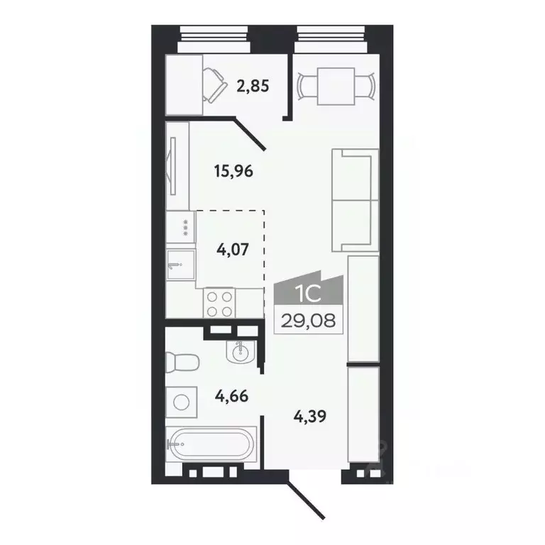 Студия Томская область, Томск Черемошники мкр, ул. Бердская, 14/3 ... - Фото 1