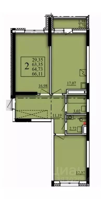 2-к кв. Башкортостан, Уфа Затон-Восточный жилрайон, Паруса жилой ... - Фото 1