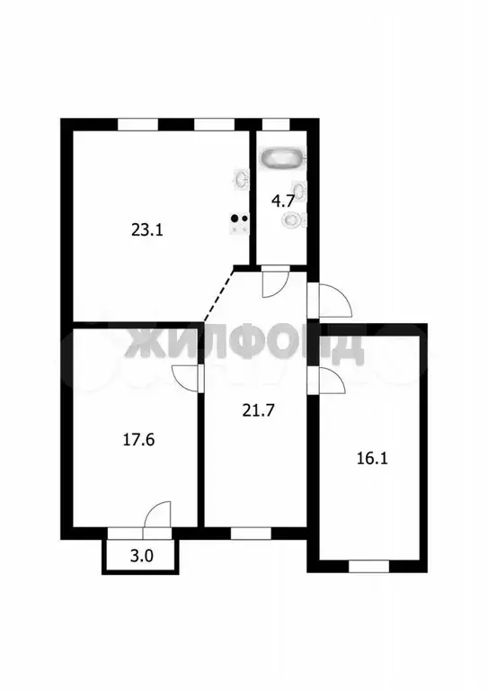 3-к. квартира, 83,2 м, 4/5 эт. - Фото 0