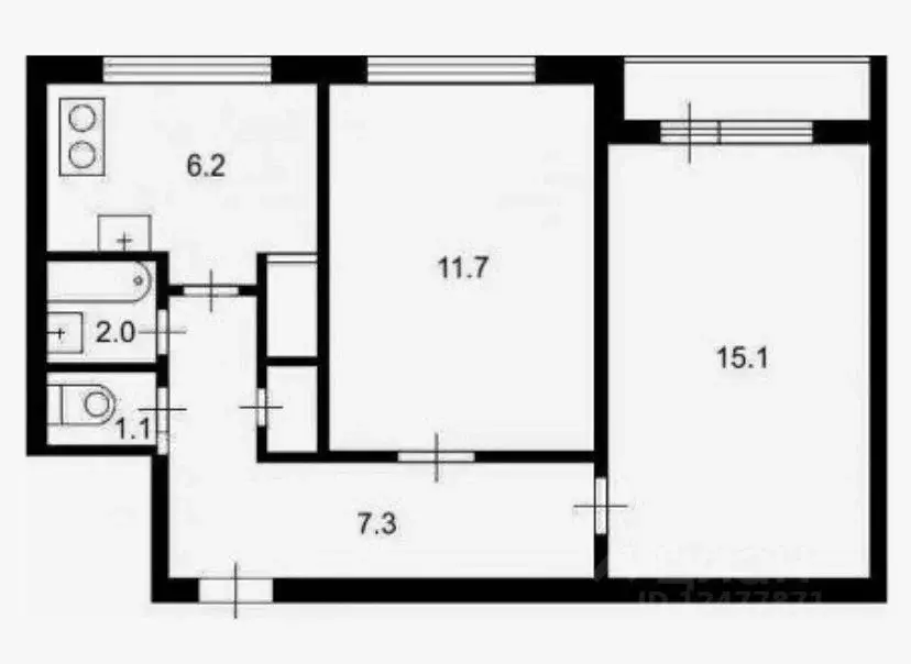 2-к кв. Санкт-Петербург просп. Ветеранов, 104 (44.0 м) - Фото 2