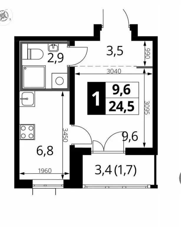 1-комнатная квартира: Люберцы, Рождественская улица, 8 (28 м) - Фото 1