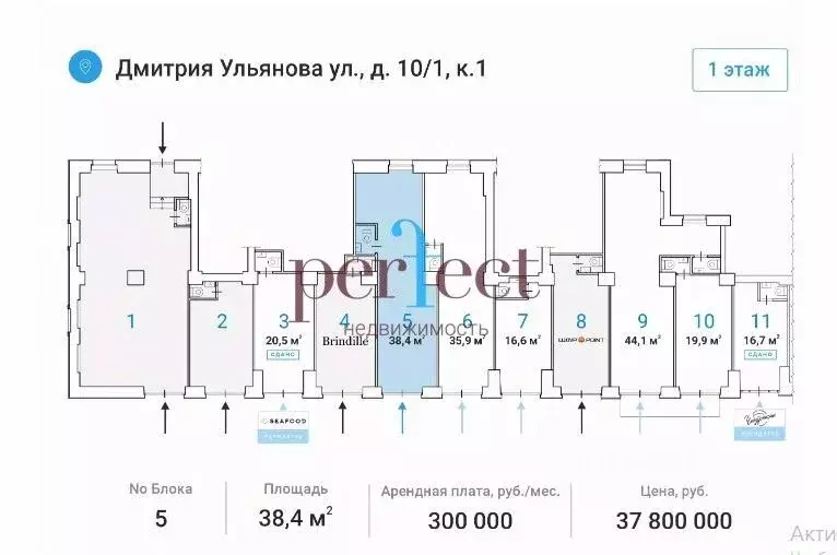Торговая площадь в Москва ул. Дмитрия Ульянова, 10/1К1 (38 м) - Фото 1