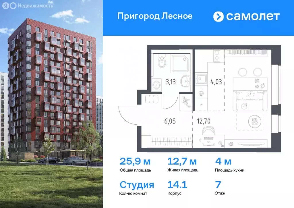 Квартира-студия: посёлок городского типа Мисайлово, микрорайон ... - Фото 0