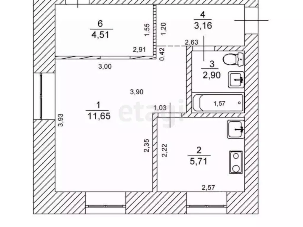 1-к кв. Ульяновская область, Ульяновск ул. Докучаева, 12 (28.7 м) - Фото 2