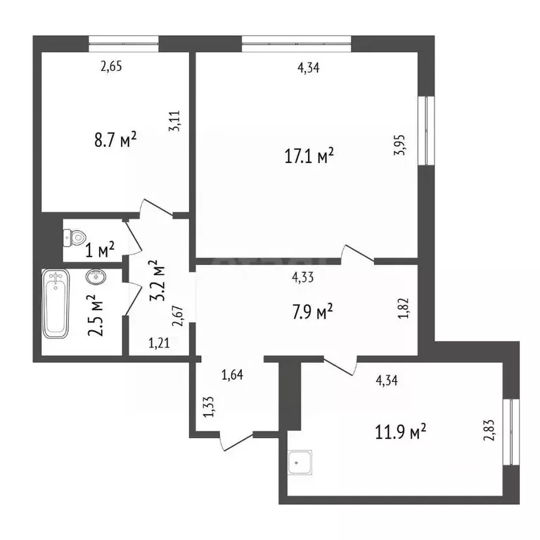 2-к кв. Красноярский край, Красноярск ул. Дмитрия Мартынова, 22 (54.5 ... - Фото 1