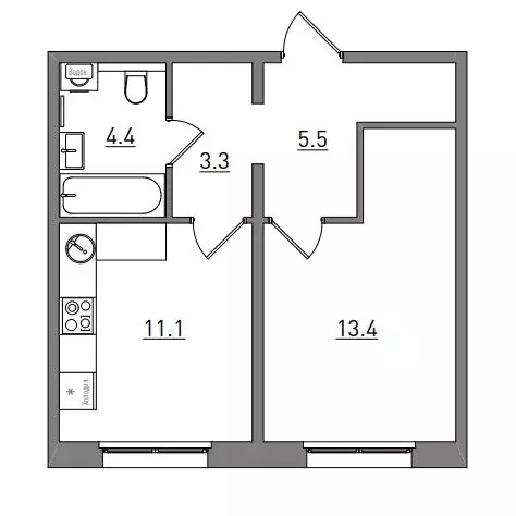 1-комнатная квартира: Киров, Чистопрудненская улица, 13А (37.7 м) - Фото 1