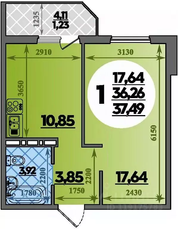 1-к кв. Краснодарский край, Краснодар пос. Березовый, ул. Имени ... - Фото 1