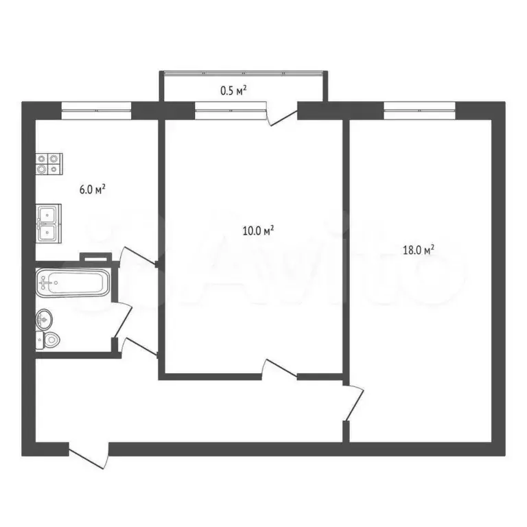 2-к. квартира, 42,9 м, 5/5 эт. - Фото 0