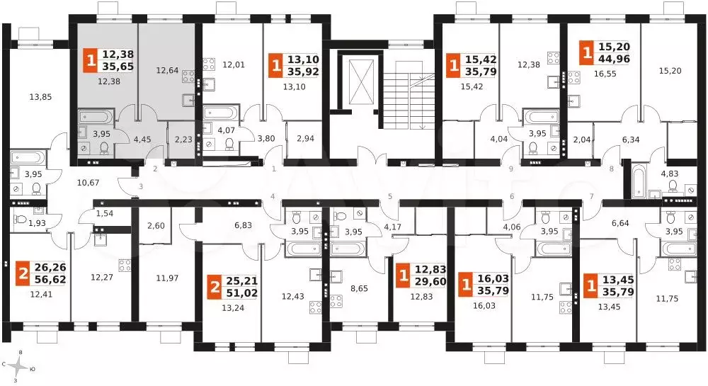 1-к. квартира, 35,7 м, 2/3 эт. - Фото 1