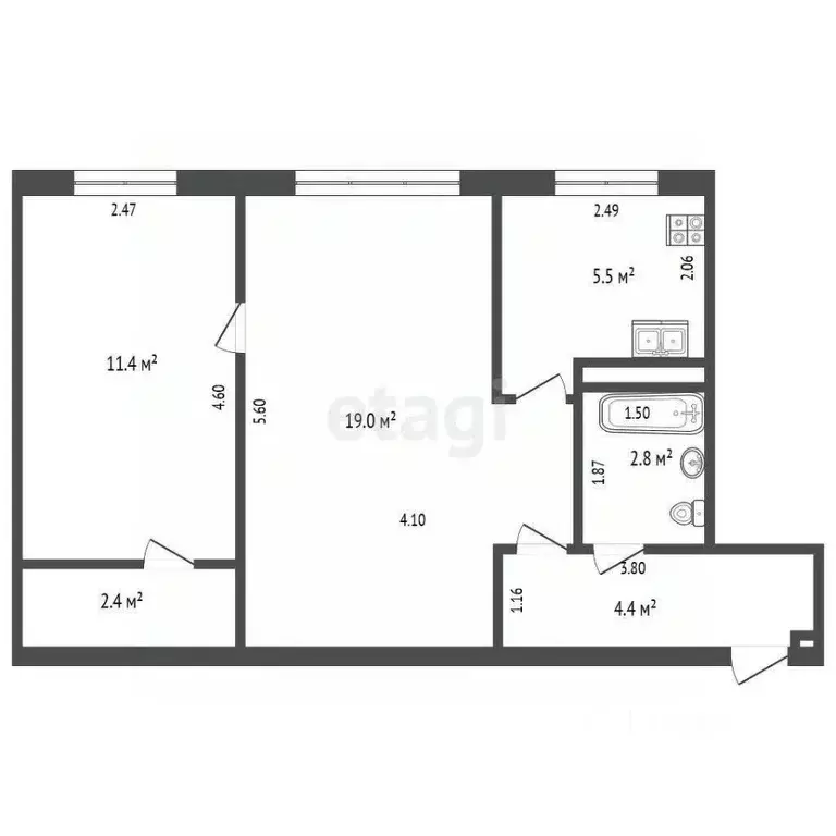 2-к кв. Архангельская область, Новодвинск ул. Советов, 17 (45.5 м) - Фото 1
