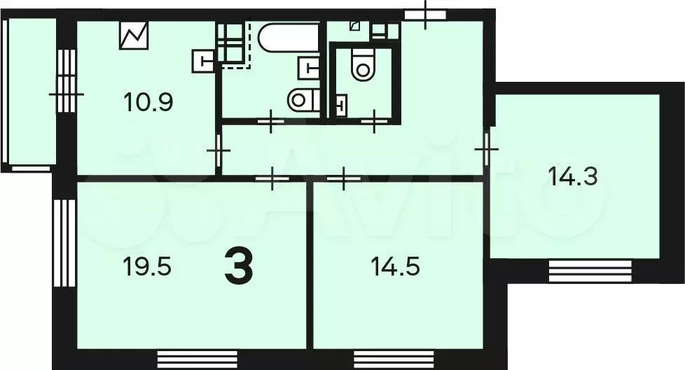 Аукцион: 3-к. квартира, 76,7 м, 24/24 эт. - Фото 1