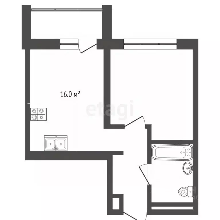 1-к кв. Тюменская область, Тюмень ул. Разведчика Кузнецова, 16 (39.0 ... - Фото 2