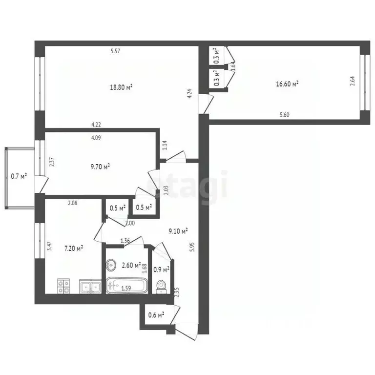 3-к кв. Калининградская область, Гусев Сосновый пер., 1 (64.0 м) - Фото 2
