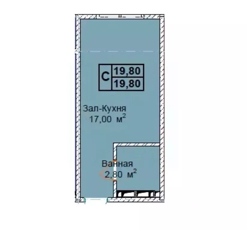 Студия Чеченская республика, Грозный пос. Строителей,  (19.8 м) - Фото 1