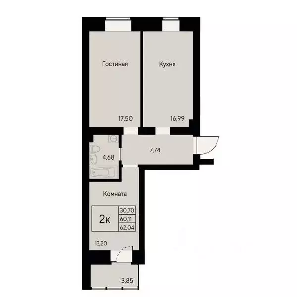 2-к кв. Красноярский край, Красноярск ул. Елены Стасовой, 80 (61.3 м) - Фото 1