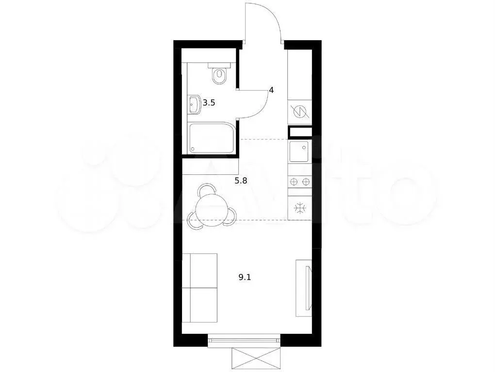 Квартира-студия, 22,4 м, 22/29 эт. - Фото 0