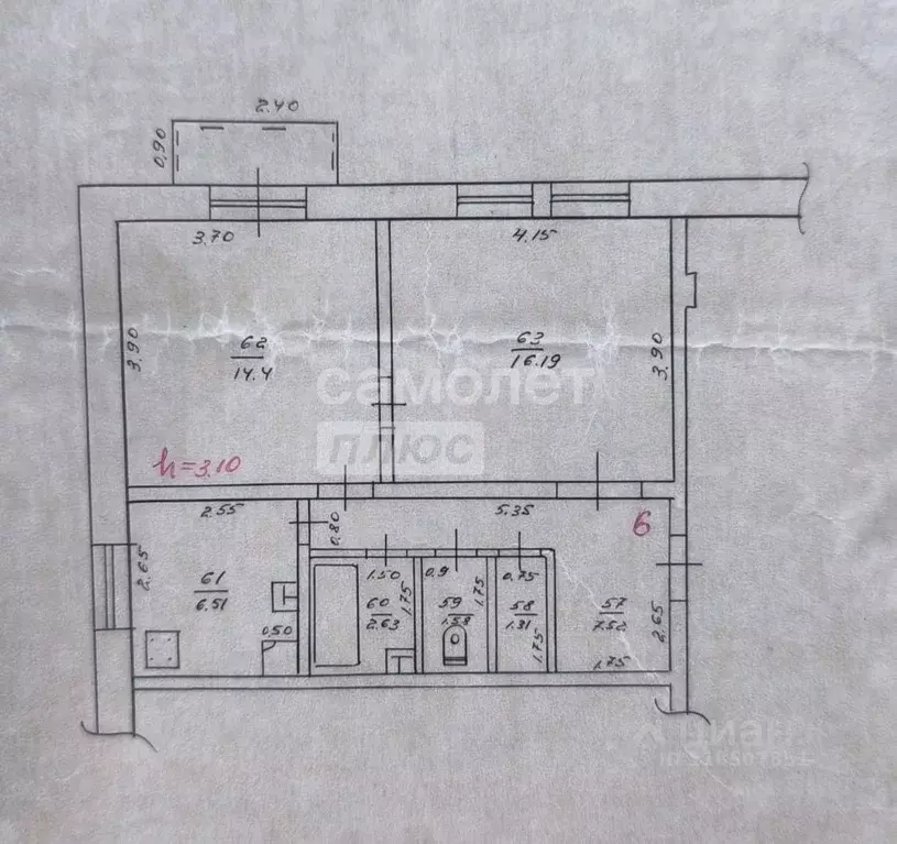 2-к кв. Краснодарский край, Апшеронск Клубная ул., 16 (50.2 м) - Фото 2