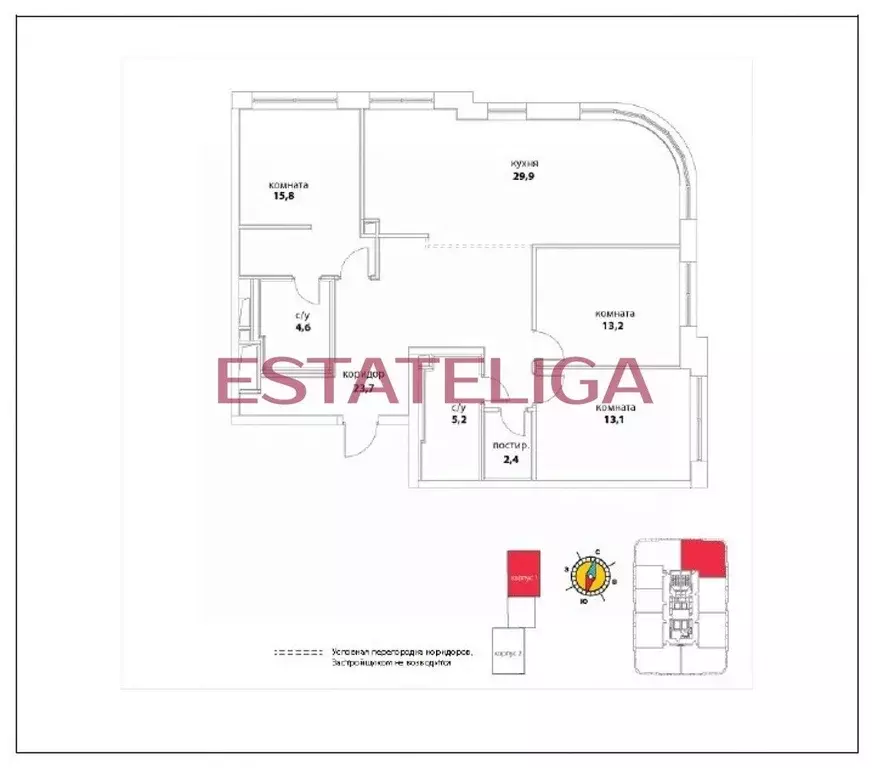 3-к кв. Москва ул. Василия Ланового, 7с1 (108.4 м) - Фото 2