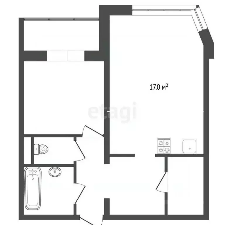 2-к кв. Тюменская область, Тюмень ул. Пермякова, 69 (40.3 м) - Фото 2