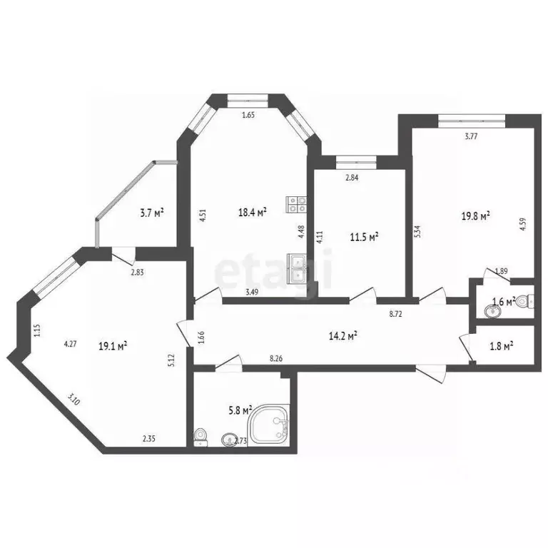 3-к кв. Ханты-Мансийский АО, Ханты-Мансийск Южный мкр, ул. Ямская, 10 ... - Фото 2