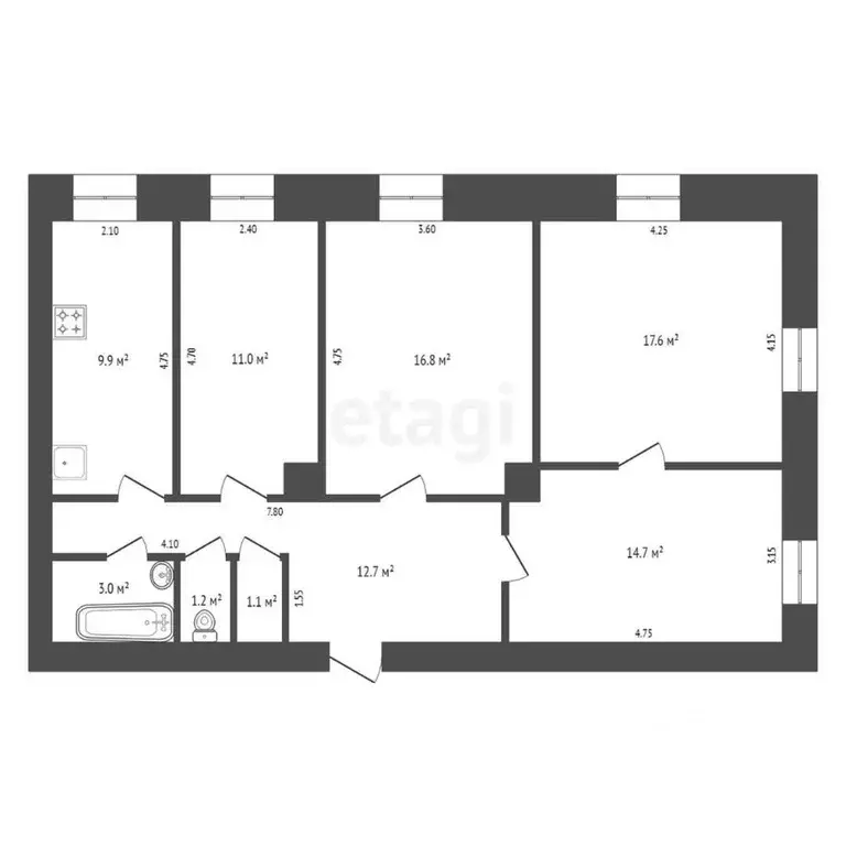4-к кв. Архангельская область, Котлас ул. Маяковского, 1 (88.0 м) - Фото 0