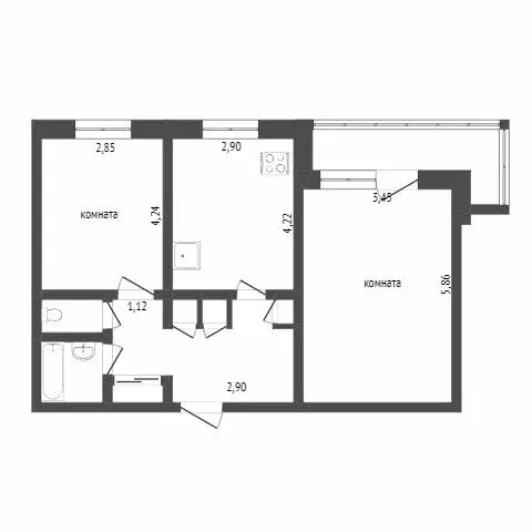 2-комнатная квартира: Норильск, улица Федоровского, 23 (46 м) - Фото 1