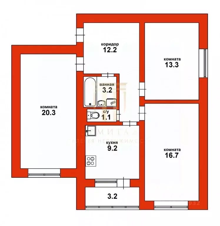 3-к кв. Санкт-Петербург, Санкт-Петербург, Пушкин Саперная ул., 48 ... - Фото 2