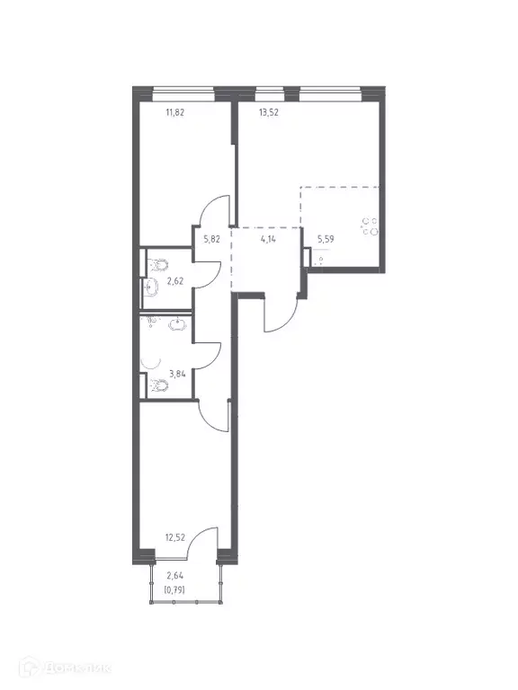 Продаётся 2-к квартира, 60.7 м - Фото 0