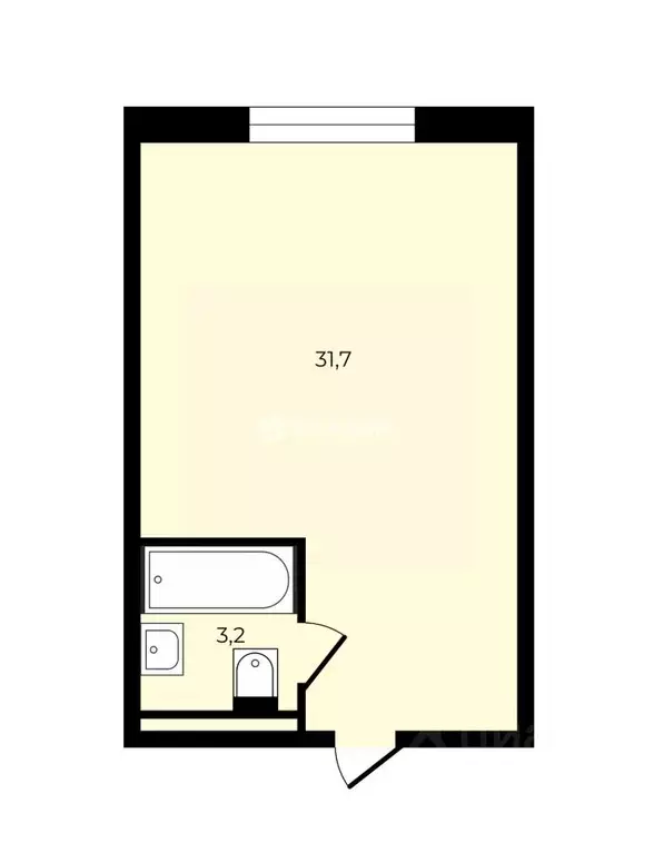 Студия Санкт-Петербург Заозерная ул., 3к3 (35.4 м) - Фото 2