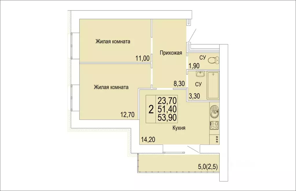 2-к кв. Кировская область, Киров ул. Красной Звезды, 32 (53.9 м) - Фото 0