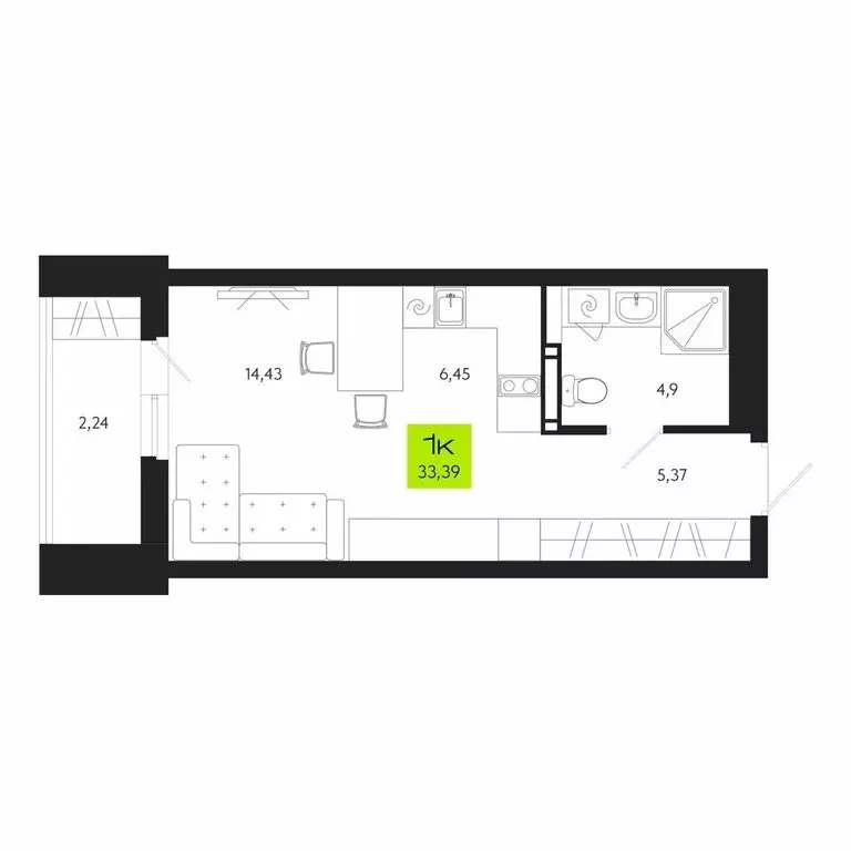 1-комнатная квартира: Томск, жилой квартал Уютный, улица Маяковского, ... - Фото 1