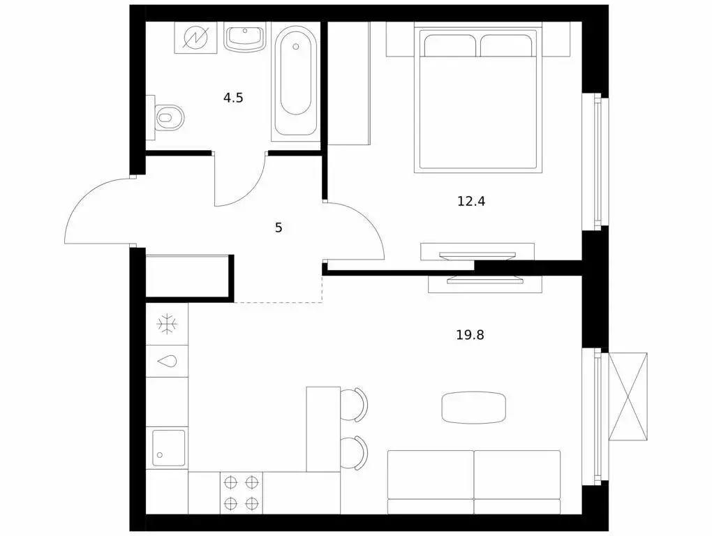 1-комнатная квартира: Казань, ЖК Нокса Парк (41.7 м) - Фото 0