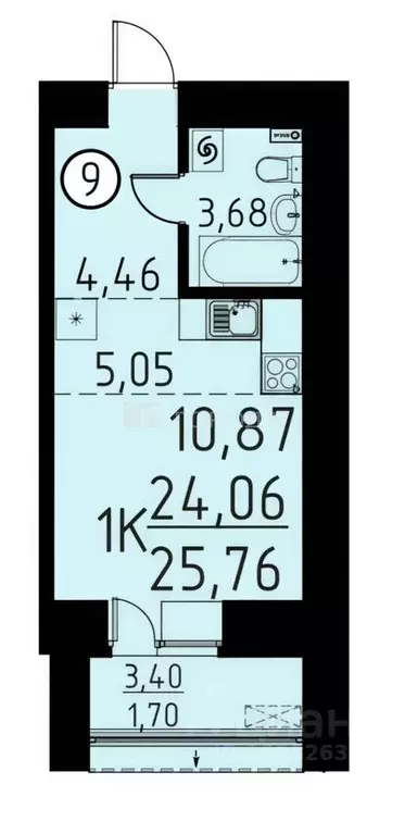 Студия Томская область, Томский район, д. Кисловка, Левобережный мкр ... - Фото 2