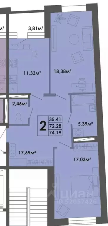 2-к кв. Саха (Якутия), Якутск ул. Богатырева, 9 (74.19 м) - Фото 1