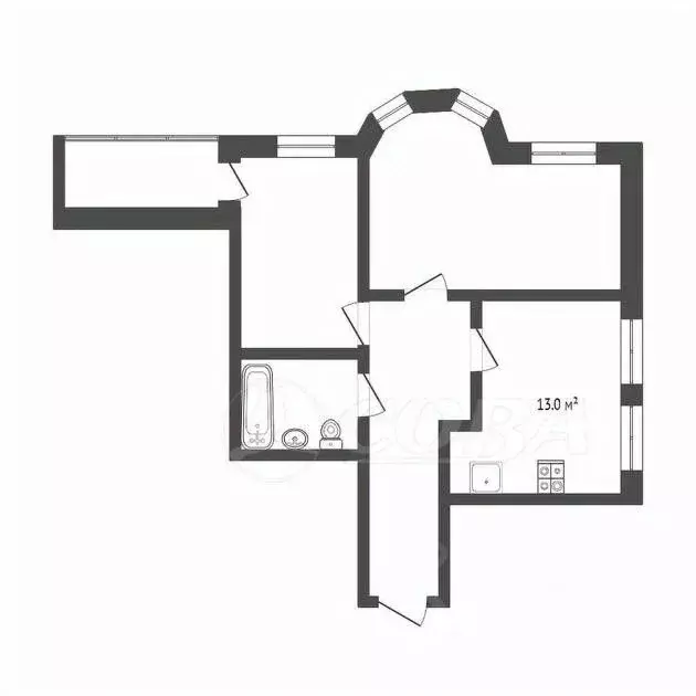 2-к кв. Тюменская область, Тюмень ул. Демьяна Бедного, 83к1 (78.2 м) - Фото 2