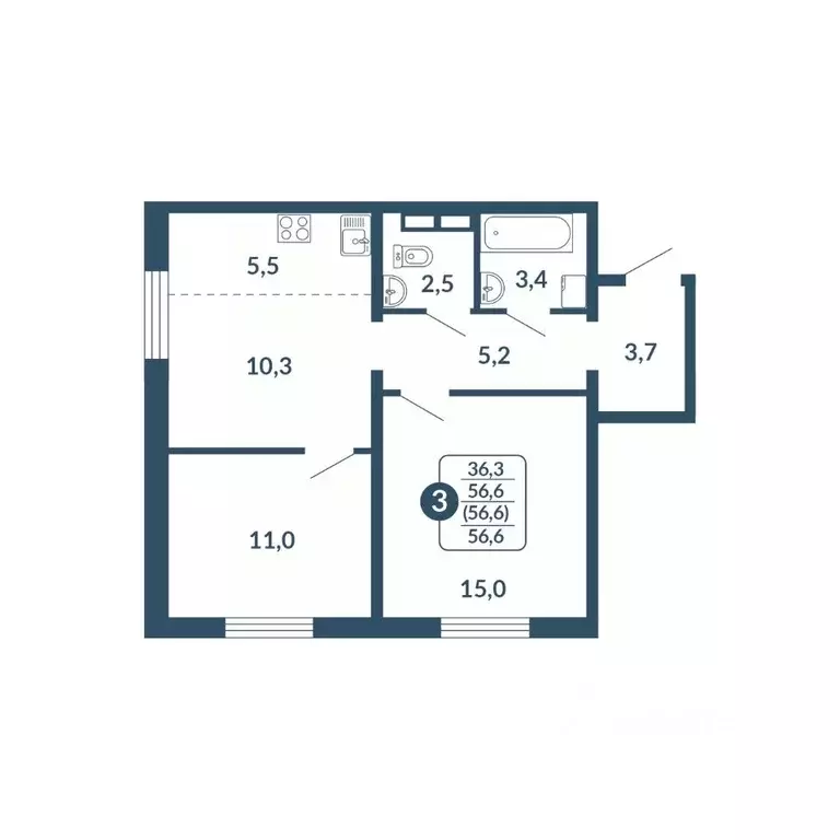 3-к кв. Кировская область, Киров Скандинавия жилой комплекс (56.6 м) - Фото 1