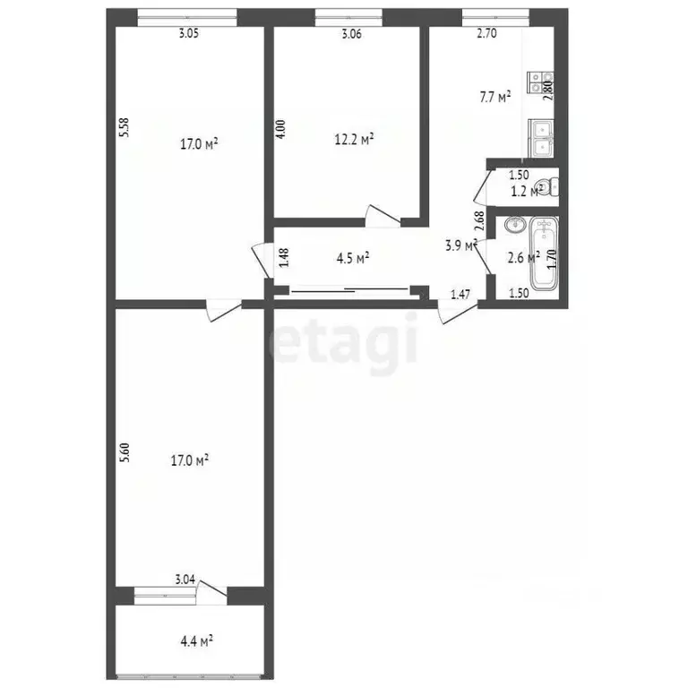 3-к кв. Самарская область, Самара Демократическая ул., 11 (67.0 м) - Фото 1