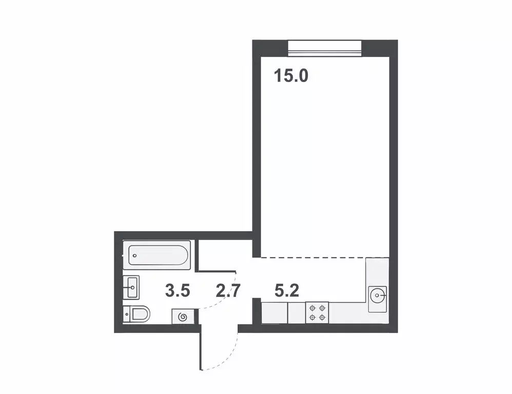 Квартира-студия: Киров, Прибрежный бульвар, 6 (26.4 м) - Фото 0