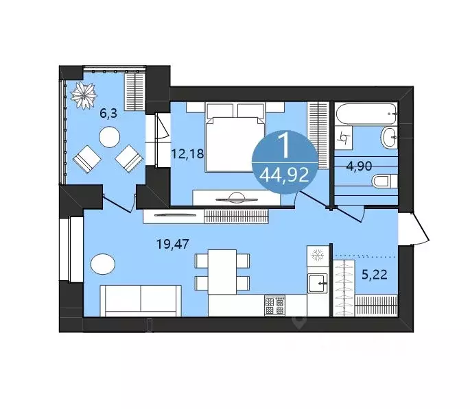 1-к кв. Ярославская область, Ярославль Московский Квартал жилой ... - Фото 1