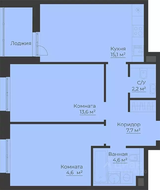 2-к кв. Ярославская область, Рыбинск Западный п/р, Малиновский Квартал ... - Фото 0