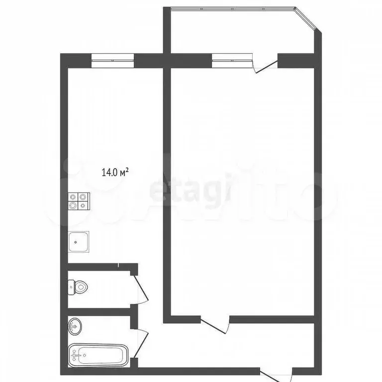 1-к. квартира, 46,1 м, 3/8 эт. - Фото 0