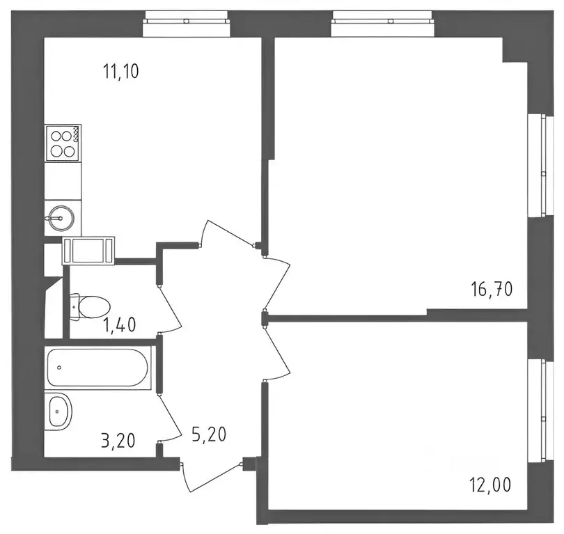 2-к кв. Москва ул. Недорубова, 32 (51.0 м) - Фото 1