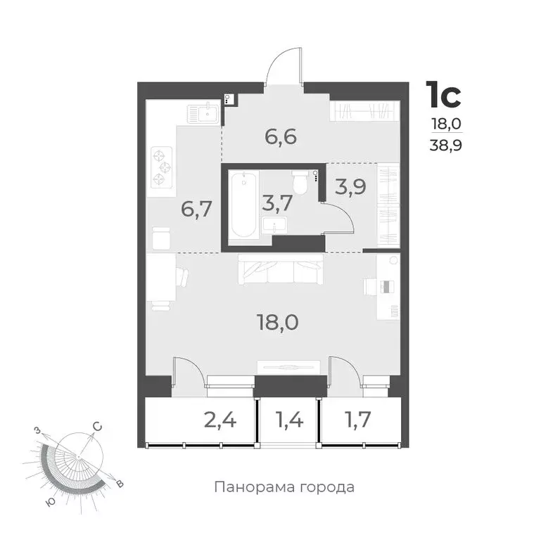 1-комнатная квартира: Новосибирск, улица Аэропорт, 62 (38.9 м) - Фото 0