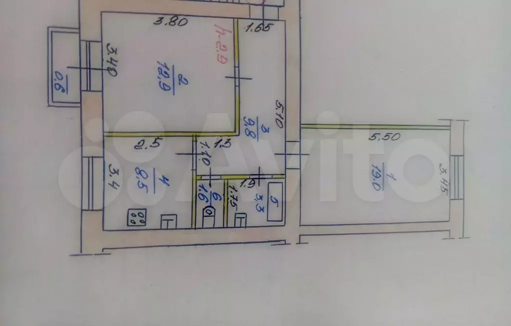 2-к. квартира, 50 м, 4/4 эт. - Фото 0
