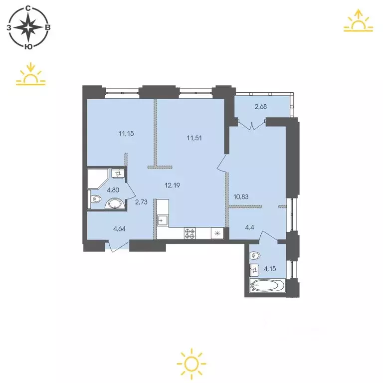 2-к кв. Иркутская область, Иркутск Энергетиков мкр,  (69.08 м) - Фото 0