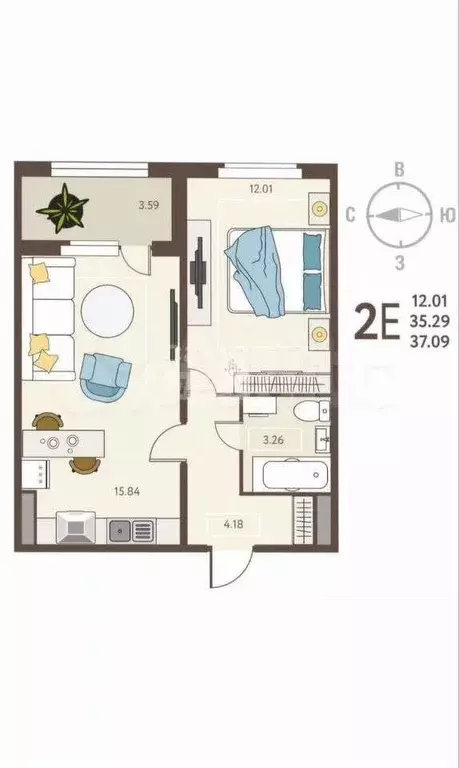 1-к кв. Липецкая область, Липецк ул. Механизаторов, 15А (37.1 м) - Фото 2