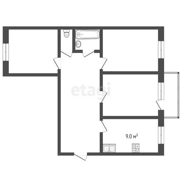 3-комнатная квартира: Муром, улица Куйбышева, 2 (64 м) - Фото 0